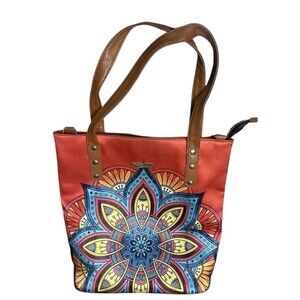 CHULA  BAG PURSE TOTE   BOHO STYLE  RED BULE YELLOW ORANGE ~ 13" x13"